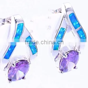 925 Sterling Silver Pink Opal Crystal Earring Pink Tourmaline Stud Earrings thumbnail-5