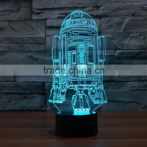 Usb + Battery Operated Acrylic Night Light Lamp Led 3d Color Change Warship Shape Light for Children Kids Baby Led Lamp thumbnail-4