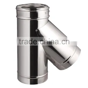 CE Double Wall Metal Stainless Steel 135 Degree Tee for Fireplace Chimney thumbnail-3