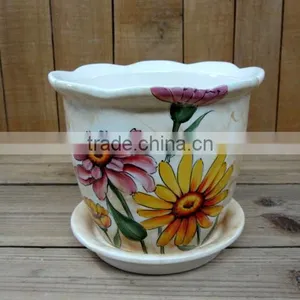 Wholesale Handpaint Daisy Ceramic Flower Pot Flower Planter Set thumbnail-1
