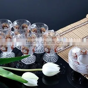 Small Round Decal Tea Glass Cup and Saucer Set thumbnail-4