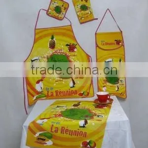 100% Cotton Canvas Cotton 4 Piece Apron Set Home Apron Gloves Kitchen Towel Heat Insulation Pad thumbnail-3