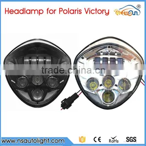 Black/Chrome LED Headlight 40W Front Driving Lamp IP67 6000K Lights For Victory Motorcycle Cross Country Cross Roads Models thumbnail-1
