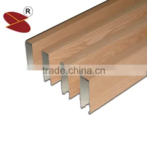 Wooden Grain u Shape Baffle Pop Ceiling Design thumbnail-5