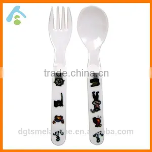 BPA-free Cute Melamine Fork and Spoon for Young Children thumbnail-1