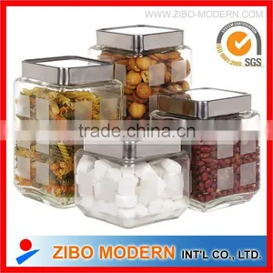 4pc Food Glass Canister/frosted Glass Jar thumbnail-1