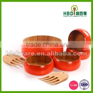 High Quality Bamboo Salad Bowl Set With Server Wholesale thumbnail-1