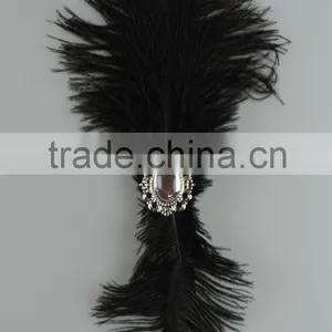 New Black Ostrich Feather Headdress Hair Accessories thumbnail-1