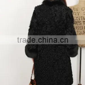 Fashion Lady's Lamb Coat for Women With Fur Trim LC96 thumbnail-4