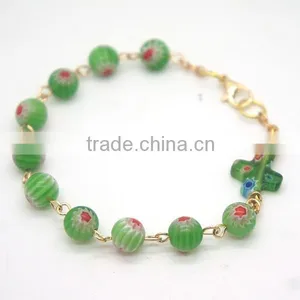 Catholic Rounded Beads Bracelet With Cross thumbnail-1