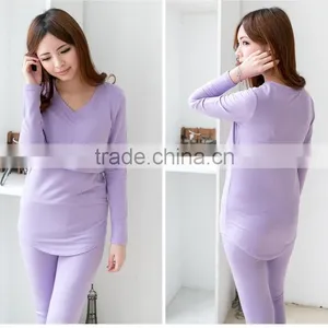 Winter Long Sleeve V-neck Nursing Sleepwear for Pregnant Women thumbnail-1