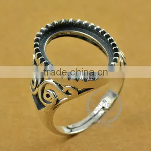 13*17.8mm 925 Sterling Silver Antiqued Silver Vintage Style Oval Saw Tooth Bezel Ring Base Blank Supplies DIY Findings 1223073 thumbnail-3