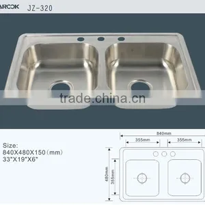 South America Popular Kitchen Sink Double Bowls Stainless Steel Hand Wash Basin Sinks thumbnail-1