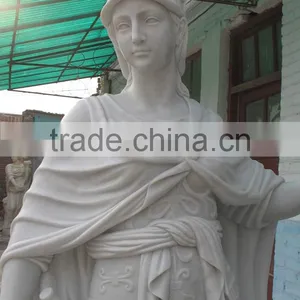 Hand Carved Life-size White Marble Knight Statue thumbnail-2