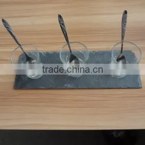 2017 Hot Sale Slate Placemat and Coaster With Rough Edge Food Safe Black for Hotel,home ,shop and Restaurant thumbnail-4
