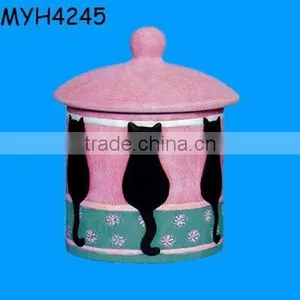 Lovely Cat Glazed Ceramic Tealight Candle Cup With Lid thumbnail-1