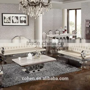 Foshan Factory Stainless Steel Tea/coffee/center Table Furniture With Marble Top thumbnail-2