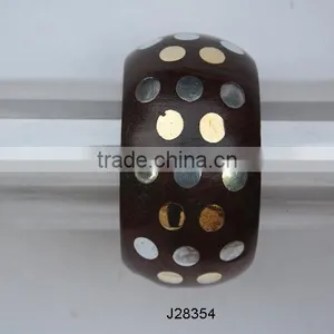 Chunky Metal Mosaic Bracelet on Wooden Base thumbnail-1
