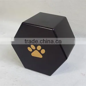 Hexagon Wood Paw Print Pet Urns thumbnail-1