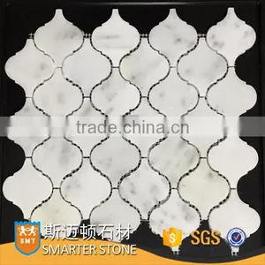Oscar White Stone Tile Marble Lantern Mosaic Tile for Home Decoration thumbnail-1