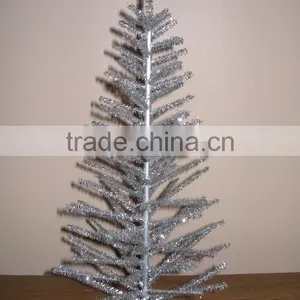 Tabletop Silver Aluminum Christmas Tree thumbnail-1