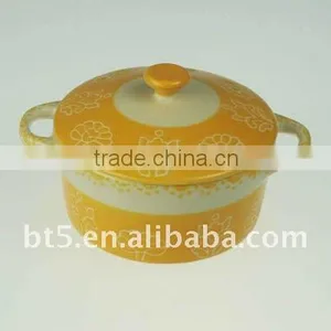 10cm Dia Stoneware Handpainted Mini Casserole thumbnail-1