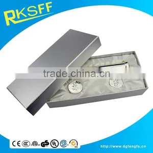 Promotion Metal Silver Plated Birth Certificate Holder Set With Silk Ribbon thumbnail-1