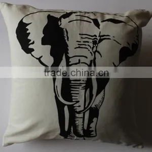 Elephant Printed Cushion Cover thumbnail-1