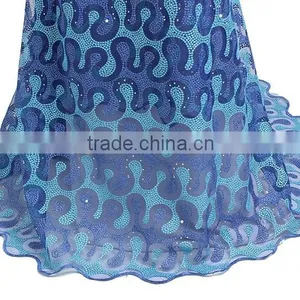 100% High Quality African Guangzhou Lace Fabric Tulle Lace Fabric Multi Color thumbnail-3