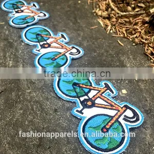 Custom High Quality Embroidered Green Bike Patch for Clothes Embroidery Patch Made in China Choose Size/color thumbnail-4