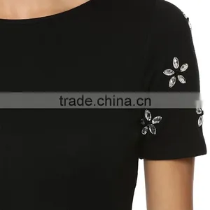 Short Sleeve Snow Printed Short Dress Latest a Line Frocks Designs thumbnail-4