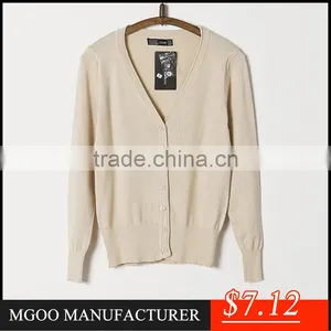 MGOO 2016 New Arrival Wine Red Cashmere Cardigan Plain Cotton Women Sweaters Buttons Up Brand thumbnail-4
