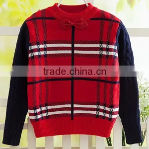 European Western Style Cool Tartan Plaid Woolen Sweater for Kids thumbnail-1