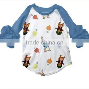 Wholesale Baby Clothes Ruffle Raglan Baby Icing Ruffle Top With Bunny Printed thumbnail-5