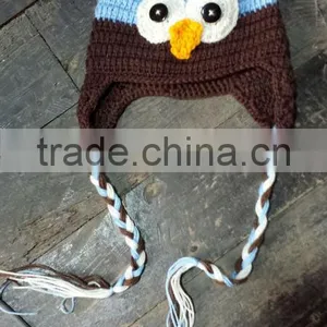 Light Blue Brown Baby Boy/Girl Crochet Owl Animal Beanie Hat Cute Baby Crochet Hat thumbnail-1