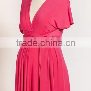 Elegant Cap Sleeves Oversized Maternity Clothes Women Fucsia Maternity Dress thumbnail-3