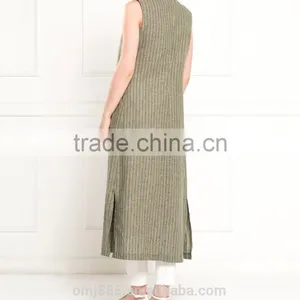 Fashion Ladies Pocket Red Long Vest Pattern thumbnail-4