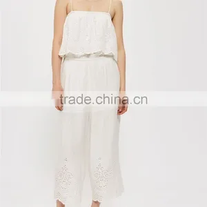 2017 Newest Fashion Embroidered Sling Ladies Jumpsuit With Ruffles thumbnail-5