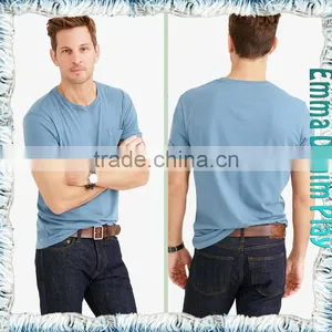 2017 Mens Single Pocket Quality Organic Cotton Round Neck T-Shirt thumbnail-3