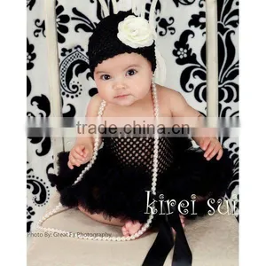 Baby Girls Black Crochet Tube Top NB-12M thumbnail-1