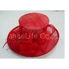 Big Crown Red Sinamay Ladies Hats For Wedding , Nice Overlocked Organza Beads thumbnail-1