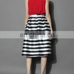Stripes Full A-line Midi Skirt thumbnail-4
