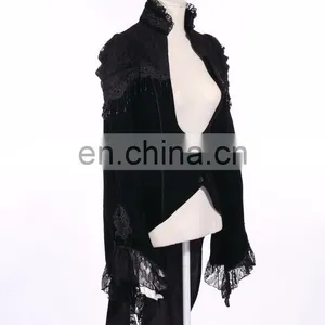 Gothic Velvet Swallow Tale Jacket With Laces and Beads thumbnail-2