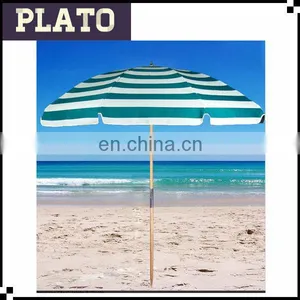 Green&white Stripe Wooden Fishing Umbrella,beach Umbrella thumbnail-1