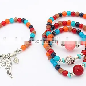 Fashion Jewelry Wings Bracelets Multilayer Classic Glass Beads Bracelet Setting thumbnail-2