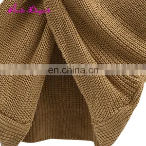 Eaby Hot Sale Khaki V-neck Backless Knitting Cheap Women Cashmere Ugly Sweater thumbnail-4