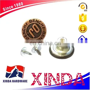 17mm Leather Metal Button, Black Leather Button thumbnail-1