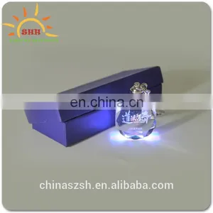 Wholesale Price Engraved 3D Blank Laser Crystal/glass LED Keychain For Wedding Souvenirs thumbnail-1