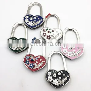 Wholesale Heart Shape Foldable Purse Hanger/ Bag Hook With Flower Design thumbnail-1