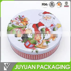Santa Claus Designed Christmas Tins With Round Tin Box Shape thumbnail-1